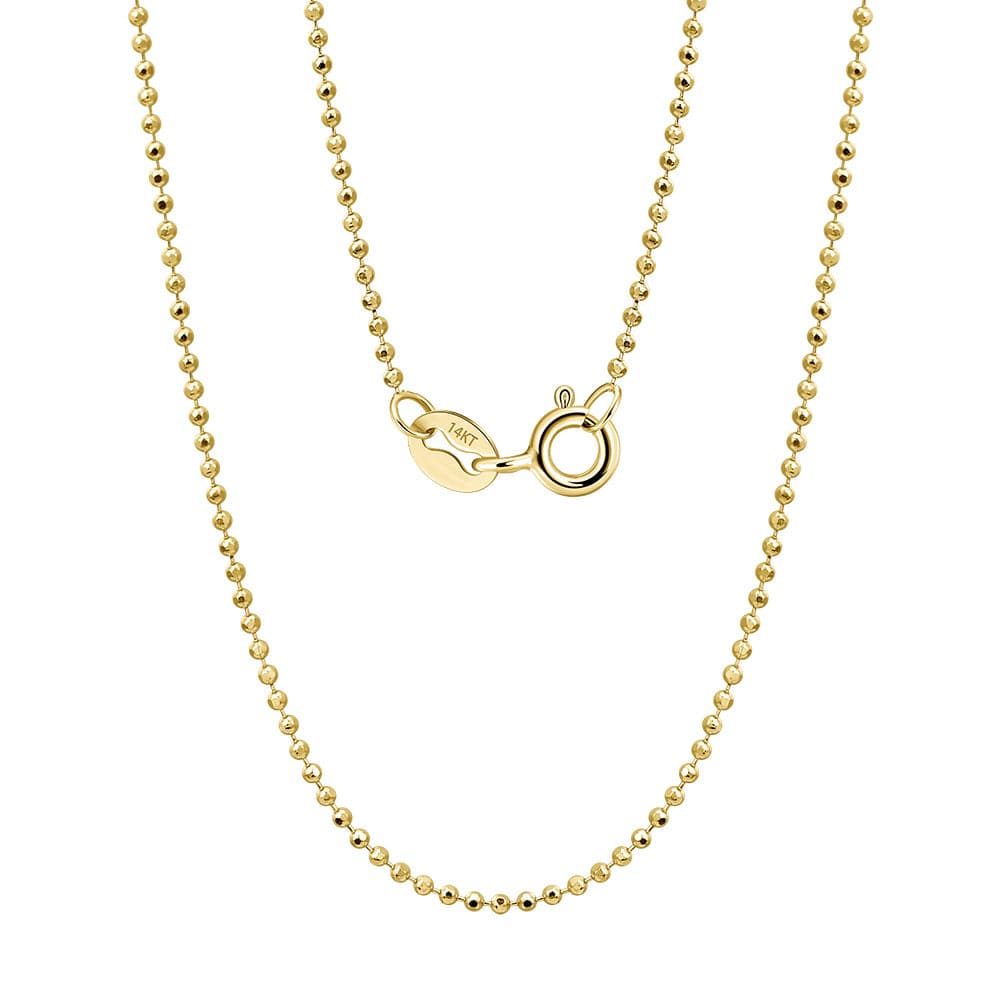 Latest 14K Solid Gold Necklace Designs- 1.2mm Bead Chain