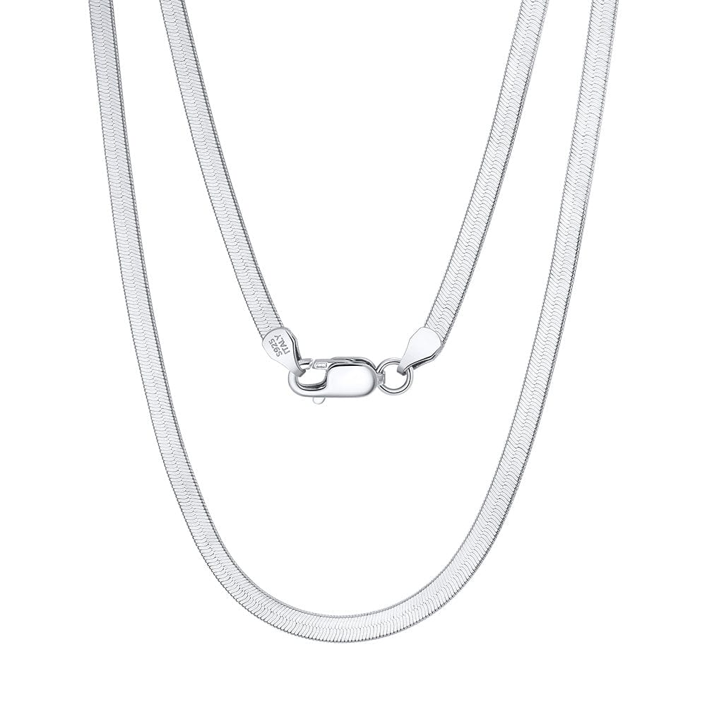 Herringbone necklace - Flat chain necklace - Stainless steel –