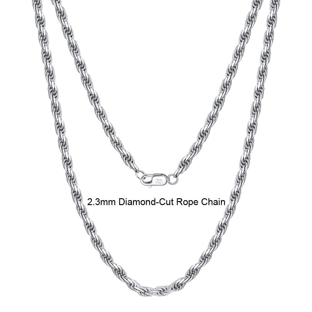 Hiphop Jewelry-925 Sterling Silver - 2.3mm Diamond Cut Chain