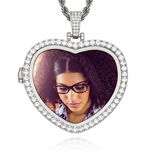 Necklace Sublimation Heart Necklace with Diamonds Silver