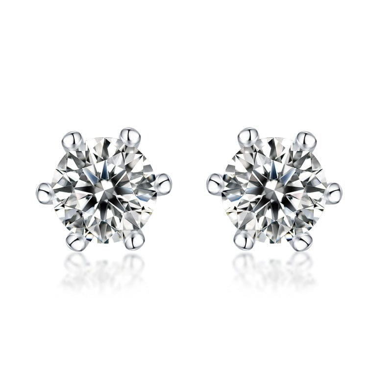 0.5 Carat Moissanite Diamond 6 Claws Stud Earrings 925 Sterling Silver 