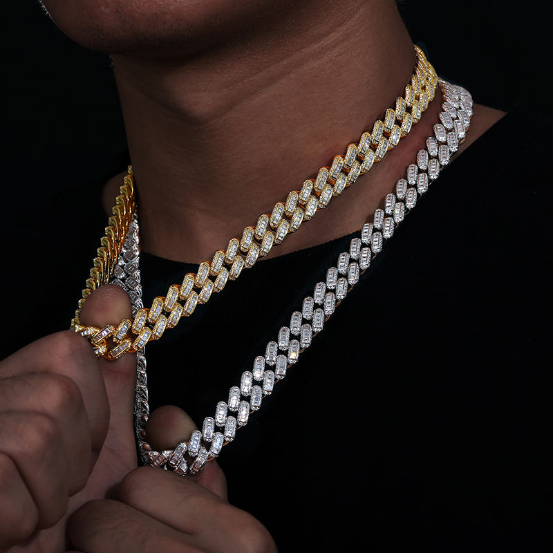 12mm VVS Moissanite Diamond Miami Cuban Link Chain, Iced Out Hip Hop Jewelry