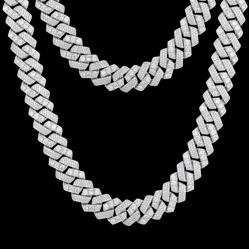 1.20ct Trapezoid Diamond Cuban Link Choker Necklace in 14K Gold
