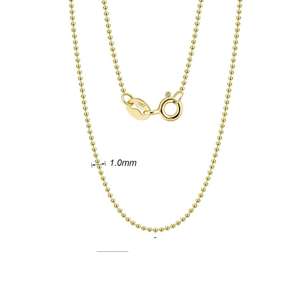 18K Pure Solid Gold Chains - Real 1.5mm Diamond Cut Necklace 16 inches(40cm) / G-1.5 by Pearde Design