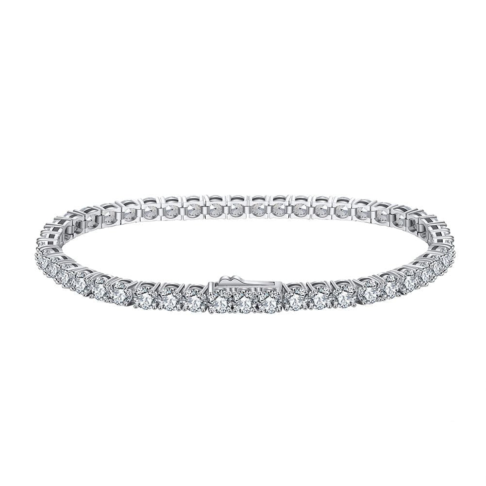 925 Sterling Silver Cuban Chain Bracelet- Cubic Zirconia Tennis