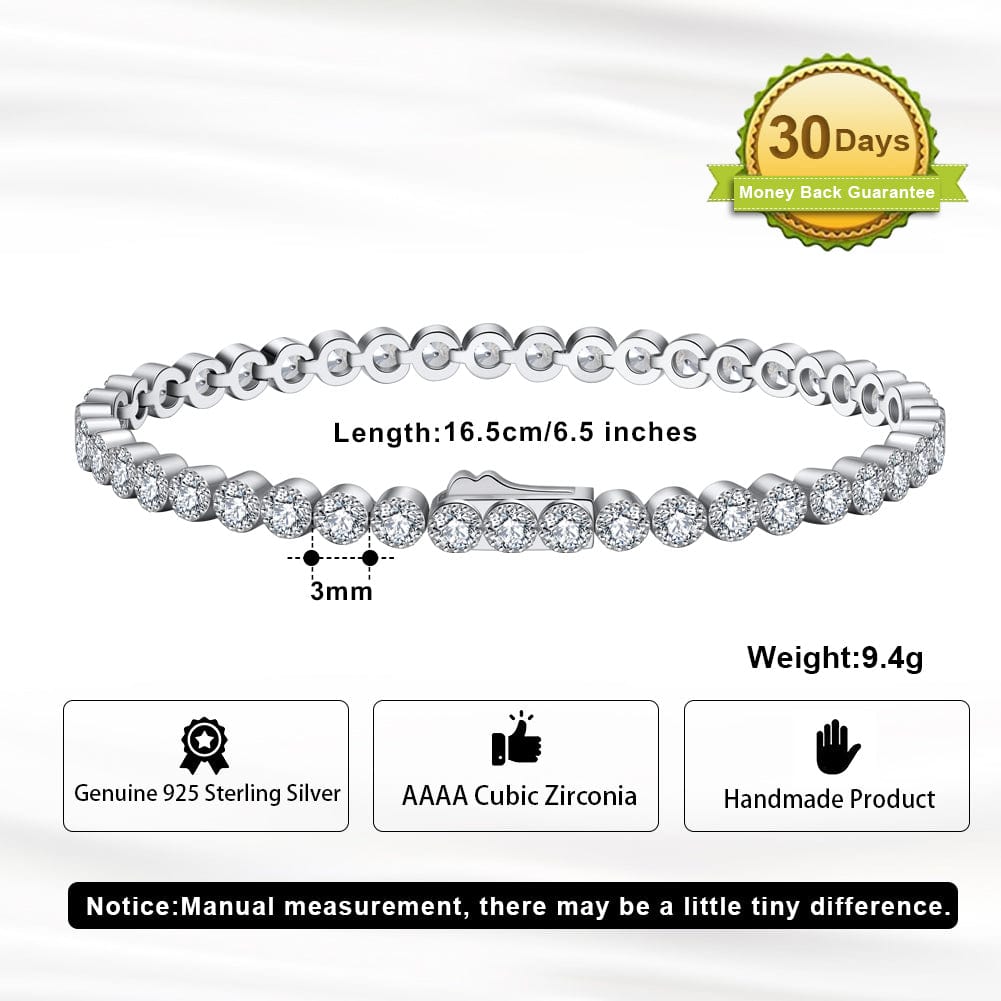 925 Sterling Silver Cuban Chain Bracelet- Cubic Zirconia Tennis Bracel –  peardedesign.com
