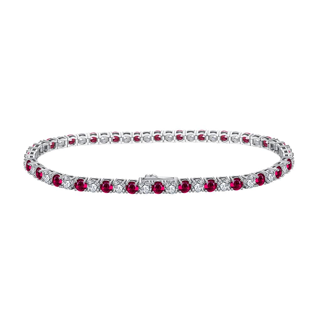 925 Sterling Silver - Round Diamond - Cubic Zirconia Bracelet