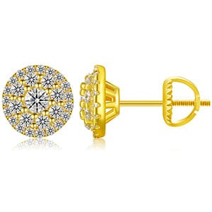 Gold 14k Gold Plated Stud Earring - 925 Silver - Moissanite Diamond