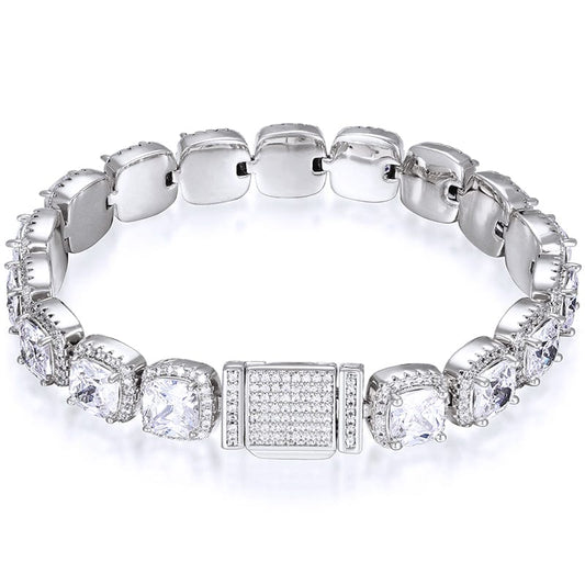 Rings 20cm / Silver 10mm Gold Plated Zircon Tennis Bracelet Iced Out Gemstone Bracelet