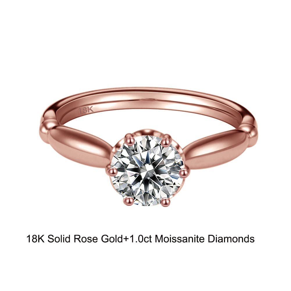 Solid Gold Solitaire Engagement Ring - 1.0 Carat VVS Moissanite Diamond  Rings