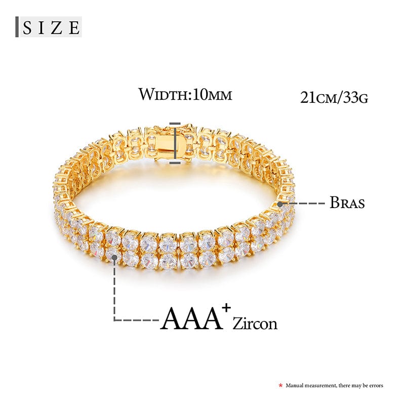 Two Rows Gold Filled - Zircon Diamond 10mm Tennis Bracelet