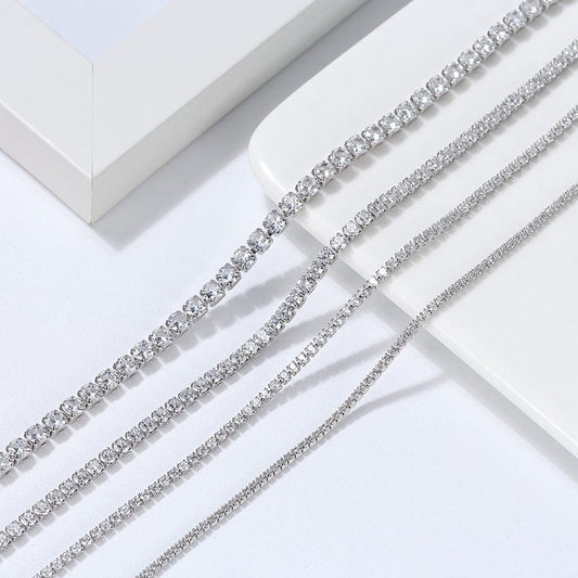 Solid 925 Sterling Silver Tennis Chain  -  Cubic Zirconia Jewelry