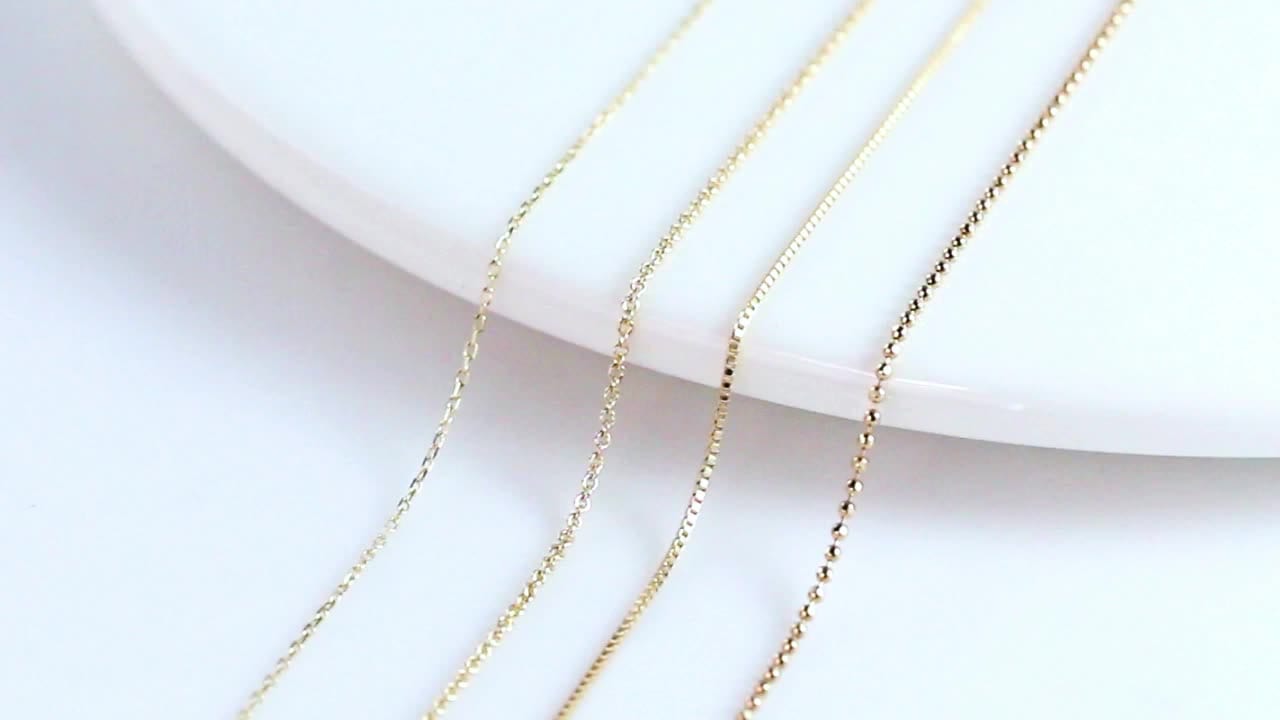 Latest 10K Solid Gold Chain - 0.6mm Diamond Cut Plain Box Chain