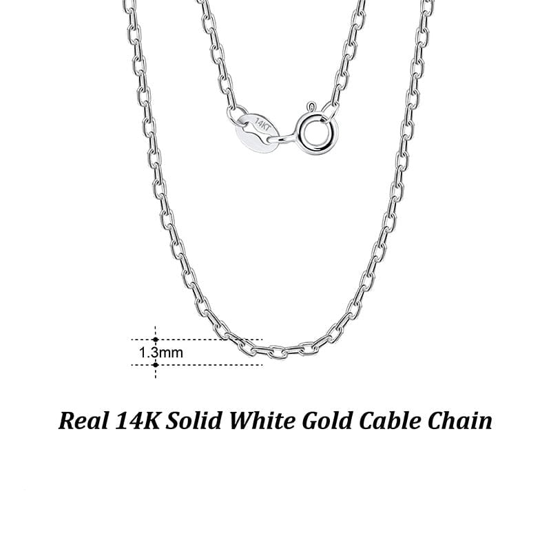 Kooljewelry 10k White Gold Round Cable Chain Necklace (1.4 mm， 18