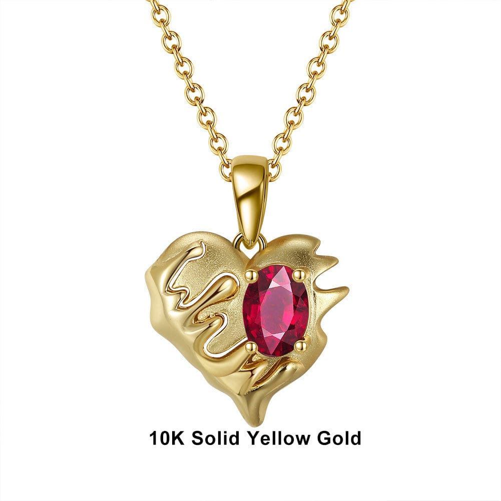 Solid 10K gold necklace with garnet pendant high quality