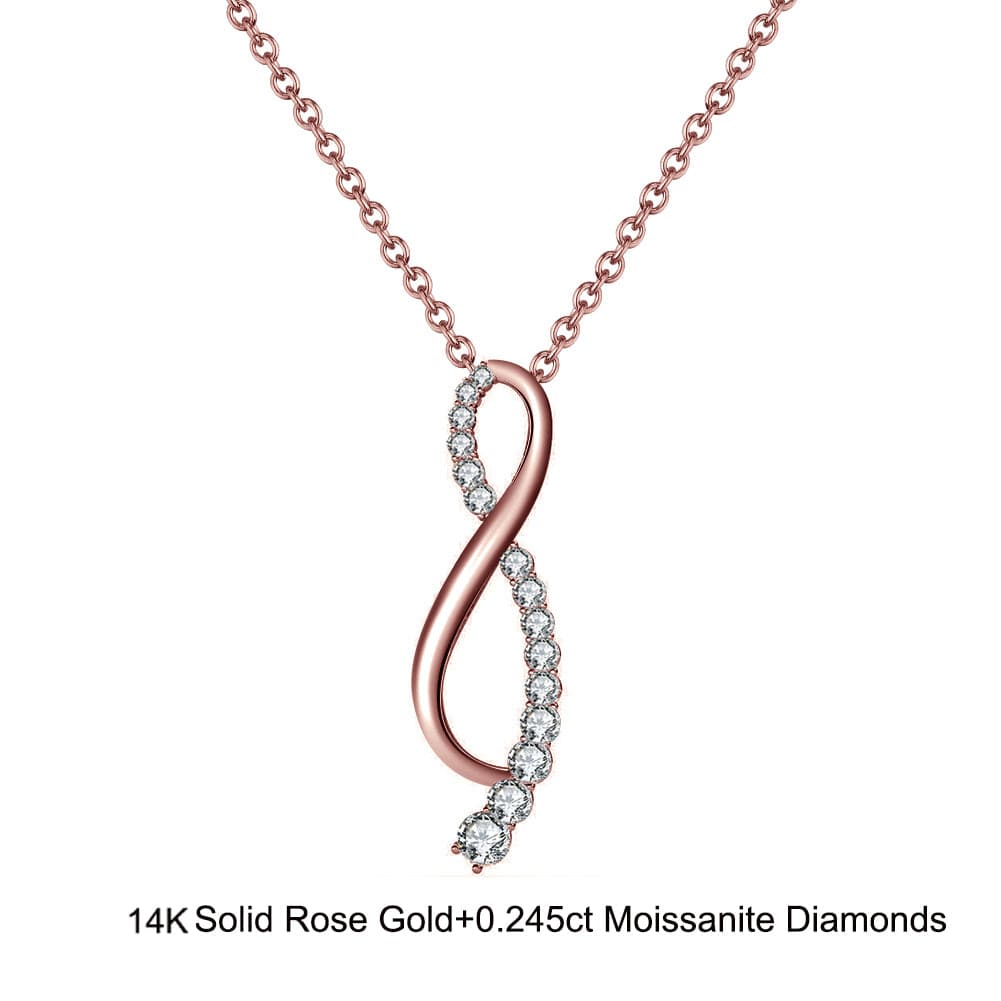 18inches / GN14-R (14K) Solid Gold Dainty Fine Jewelry - Moissanite Diamond  Infinity Necklace