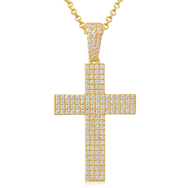 Full Diamond Cross and Guns Badge popular Iced Out VVS Shine Pendant