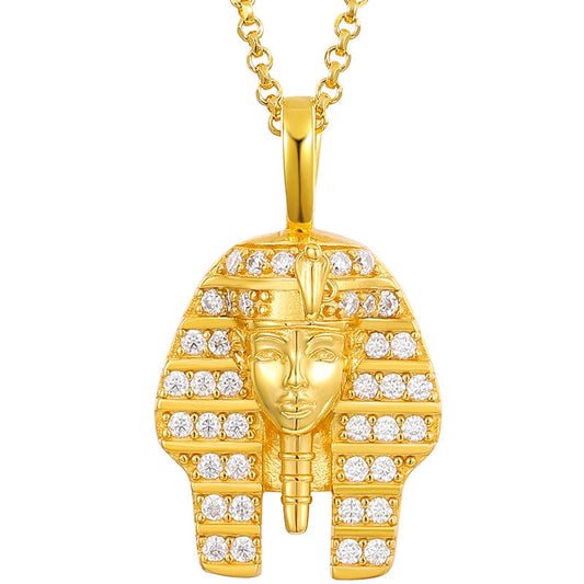 18inches / Gold VVS Moissanite Pharaoh Pendant Necklace Hip Hop 18k Gold Plated Diamond Pendant