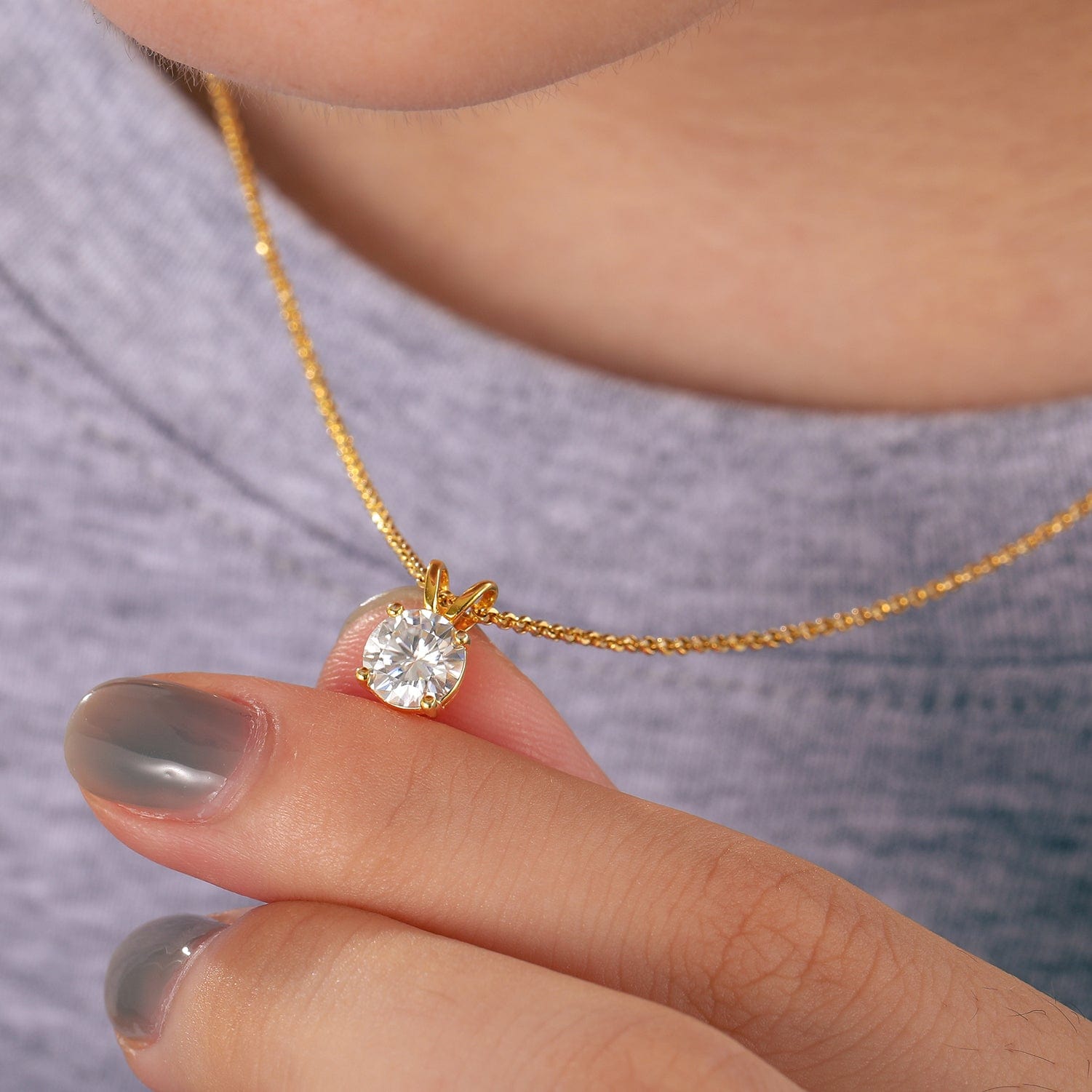 Lab-Created Diamond 2-Stone Necklace 1 ct tw Round 14K White Gold | Jared