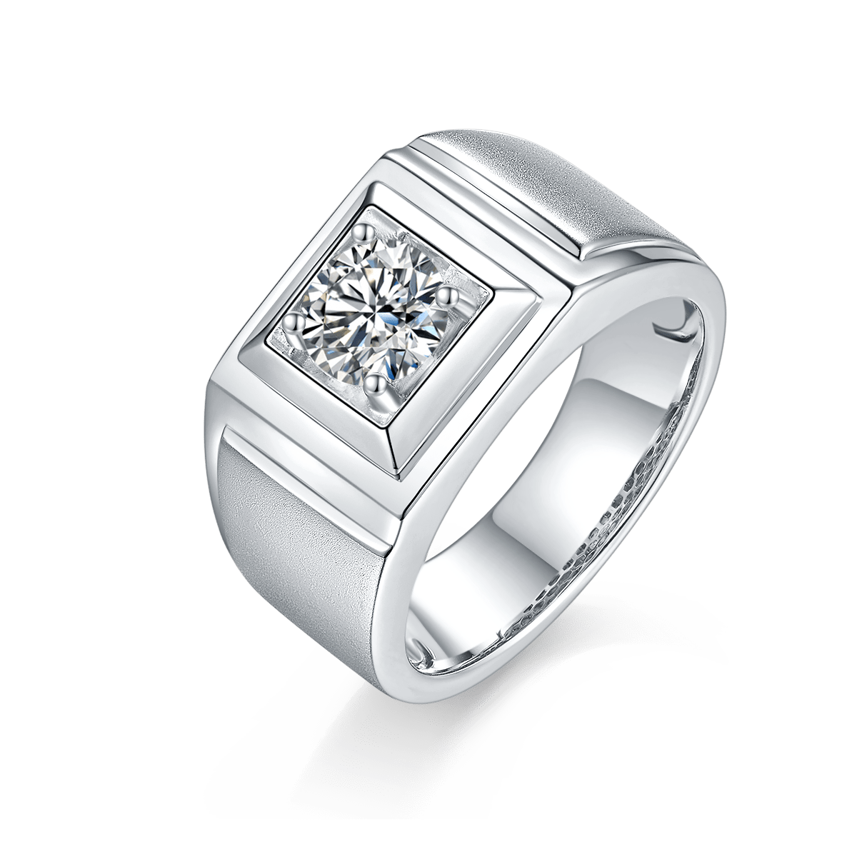 925 Sterling Silver Wedding Band, 5 Rows VVS Moissanite Diamond Rings, –