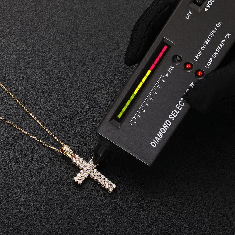 925 Sterling Silver Necklace - VVS Moissanite Diamond Cross