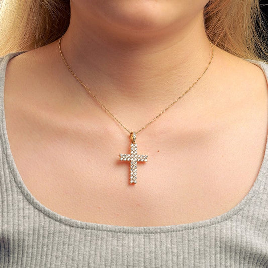 925 Sterling Silver Necklace - VVS Moissanite Diamond Cross Pendant