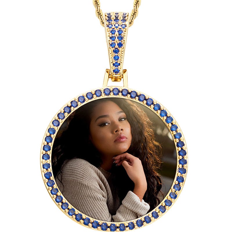 Custom Gold Plated Sublimation Eye Necklace - Iced Out Pendant White Gold by Pearde Design