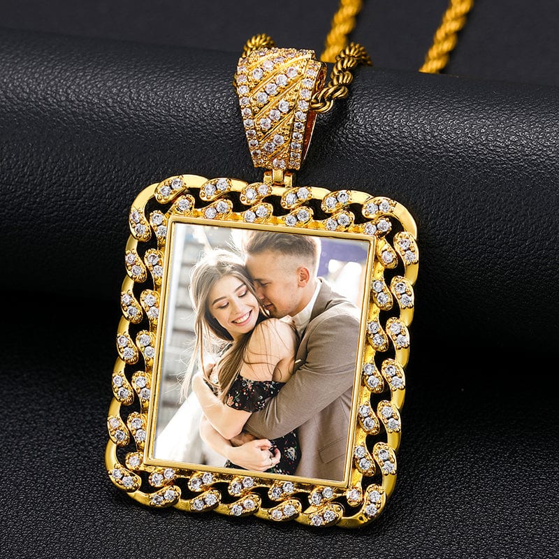 Cuban Link Chain Shape Custom Photo Pendant Necklace Hip Hop Iced Out Picture Pendant