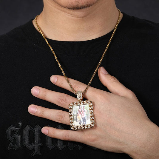 Cuban Link Chain - Iced Out Custom  Pendant