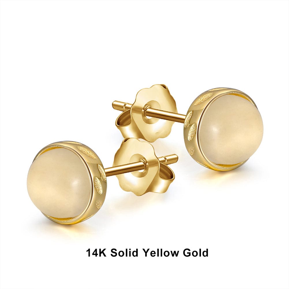 14K 8mm Flat Round Stud Earrings 14K Yellow Gold