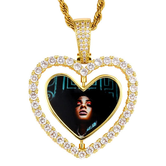 Custom Rotating Heart Rope Chain - Minimalist Sublimation Pendant