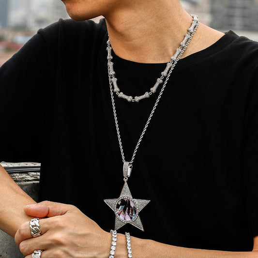 Custom Star  Rope Chain - Iced Out Cubic Zircon Pendant