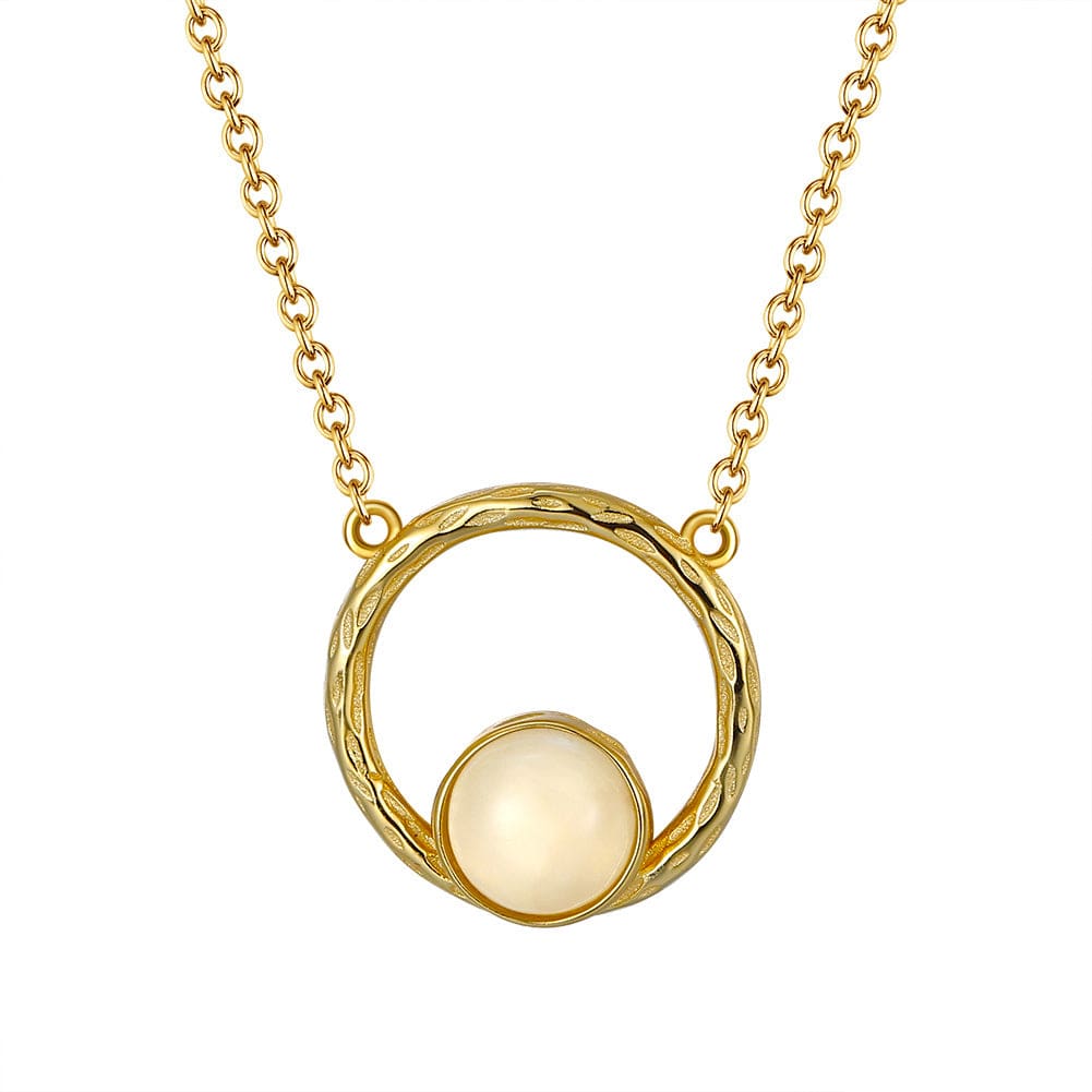 Minimalist  Moonstone Pendant - Solid Gold Necklace