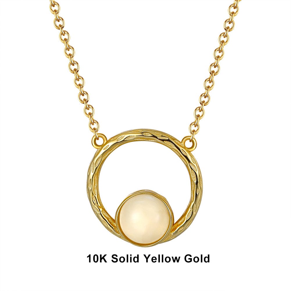 Necklaces 18inches / G (10K) Minimalist  Moonstone Pendant - Solid Gold Necklace