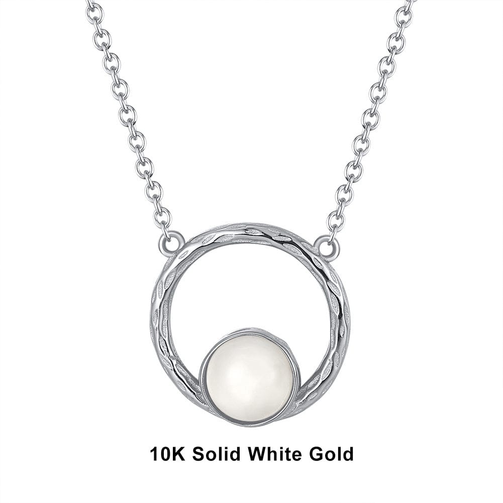 Necklaces 18inches / S (10K) Minimalist  Moonstone Pendant - Solid Gold Necklace