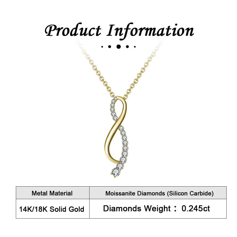 Solid Gold Dainty Fine Jewelry - Moissanite Diamond  Infinity Necklace
