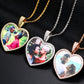 Sublimation Blanks 18K Gold Plated Iced Out Heart Custom Photo Frame Pendant Necklace